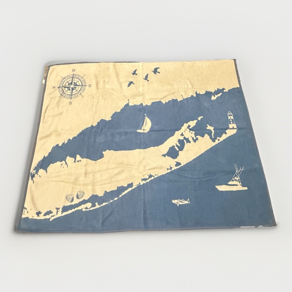 ChappyWrap Long Island NY Map Blanket Blue Cream Jacquard 70x58 Germany